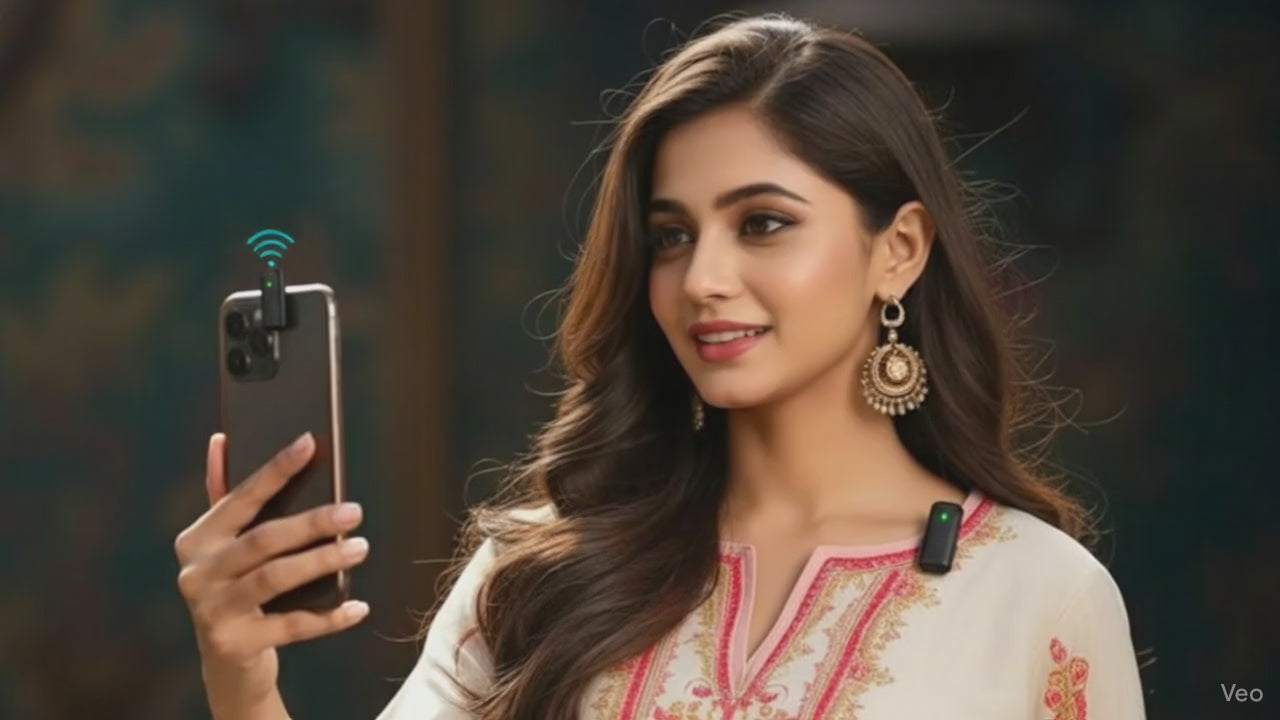 Wireless Collar Mic for All Smartphones / Type-C – Noise Cancellation Lapel Wireless Mic (Dual Android) | 50m Range | Plug & Play | 1 Set