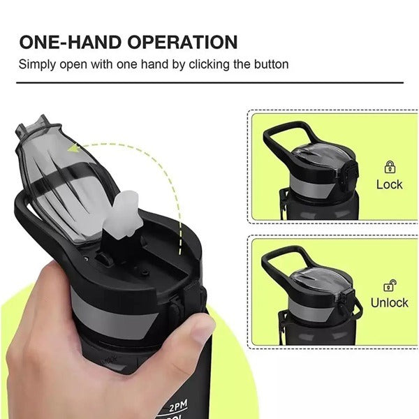 1000ml Motivational Water Bottle with Straw & Time Marker