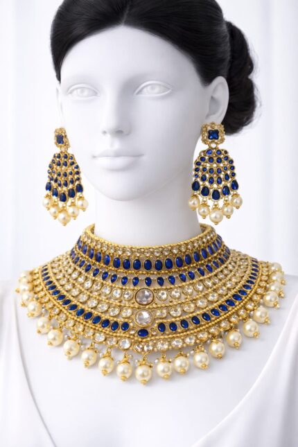 Royal Blue Stone Choker Jewellery Set